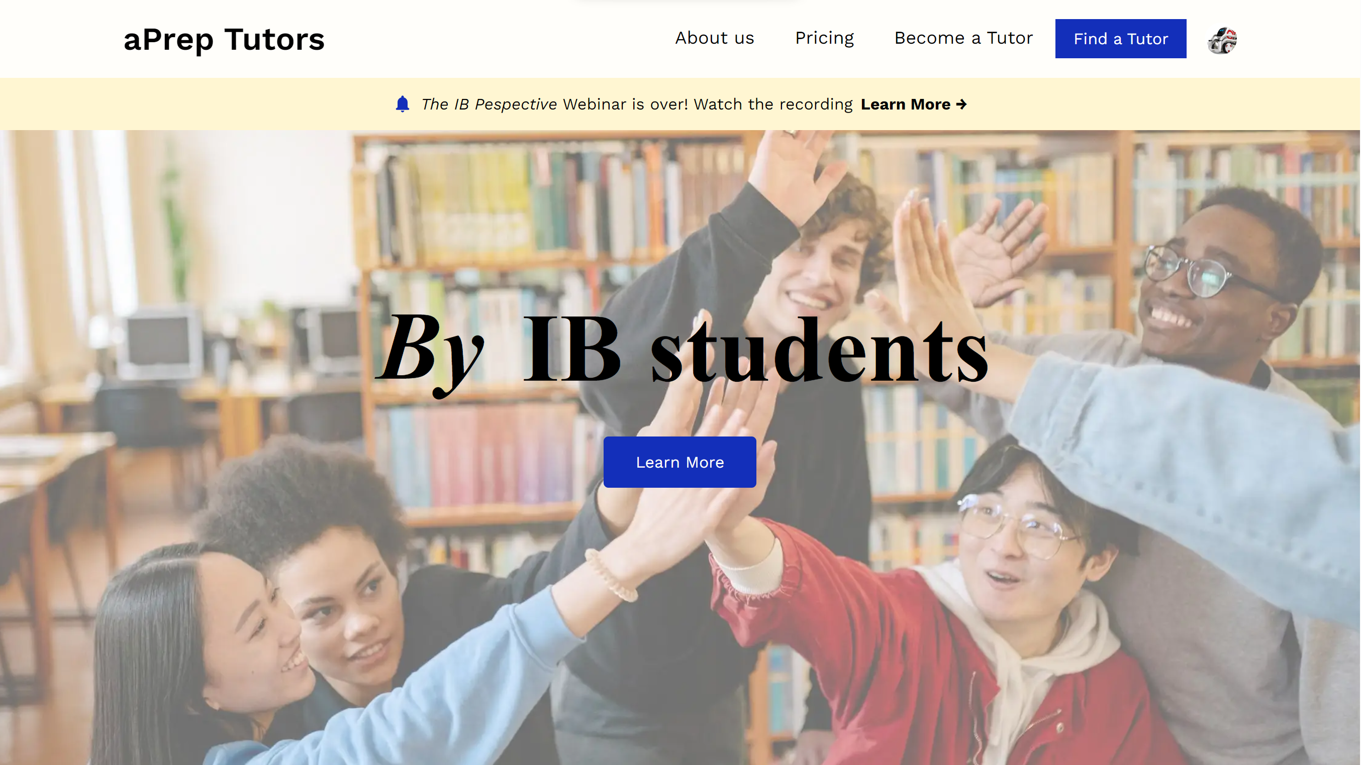 "Screenshot of aPrepTutors landing page